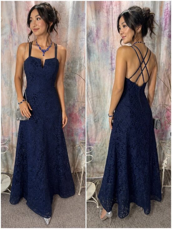 BCX Dresses & Skirts - 📌BCX Romantic Floral Lace Navy Blue w/Glitter Formal - Prom - Bridesmaid Dress